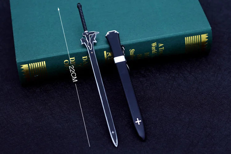 Sword Art Online 22CM Elucidator Anime Kirito Weapon Yuuki Asuna Green Rose Sword Real Steel Katana SAQ Japanese Catanas Toys