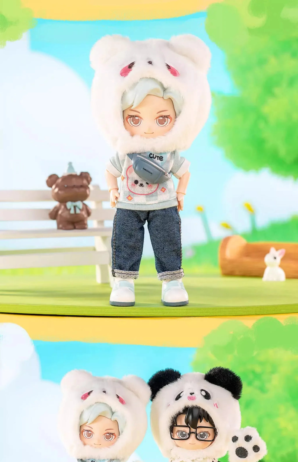 In stock PEETSOON Garden Party Series Ob11 1/12 Bjd 16cm  Cute Action Figure Toys Kawaii Anime Figures  Dolls Toy Gift