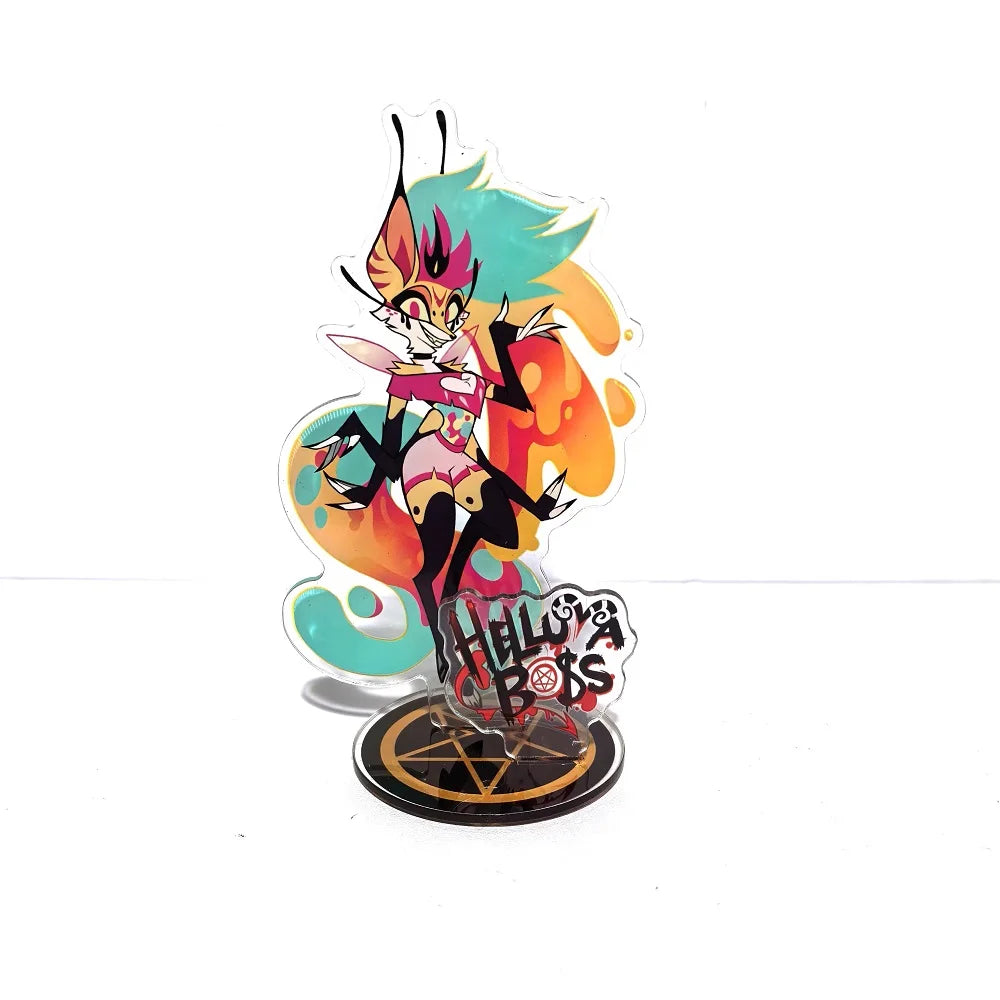 New 15CM Hazbin Hotel Charlie Morningstar Stand Acrylic Figures Vaggie Desktop Standing Sign Model Decoration Collection Gifts