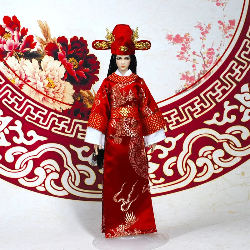 30cm Doll Chinese Ancient Costume Accessories 1/6 Male BJD Doll Figures Flexible Body Boy Doll Long Hair Boyfriend Toys Gift