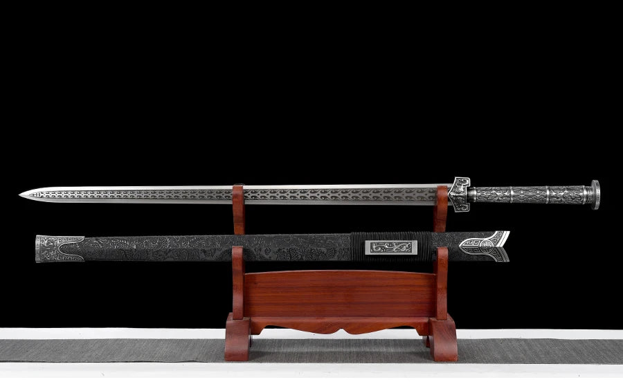 Chinese Kongfu Han Sword T10 Carbon Steel Blade Real Handmade Full Tang Sharp Ready Battle Metal Handle Ice Soul Warrior Katanas