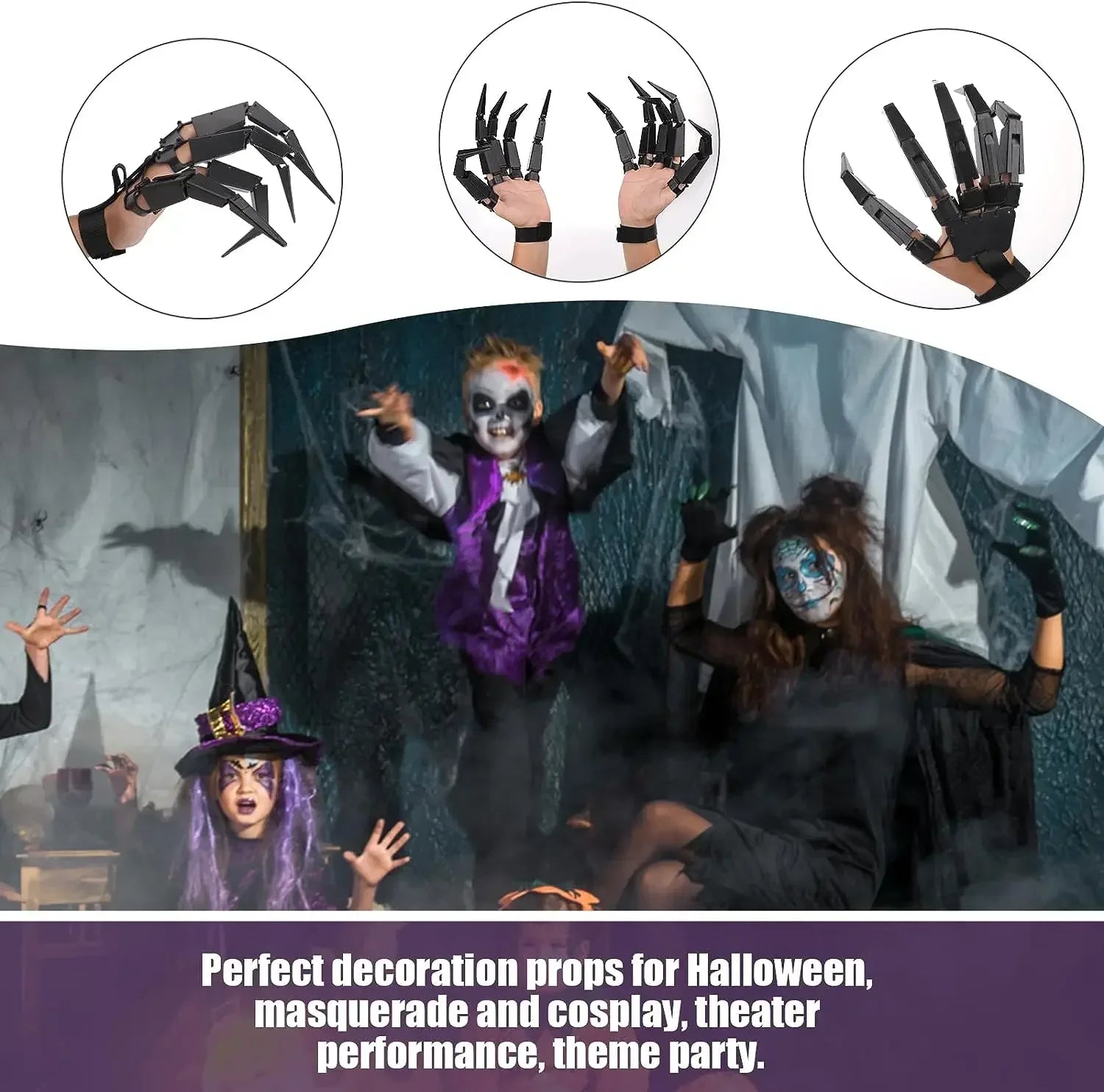 Halloween Realistic Horror Ghost Claw Props Cosplay  Extensions Fingers Cosplay Party Decoration Props Gear Finger Glove