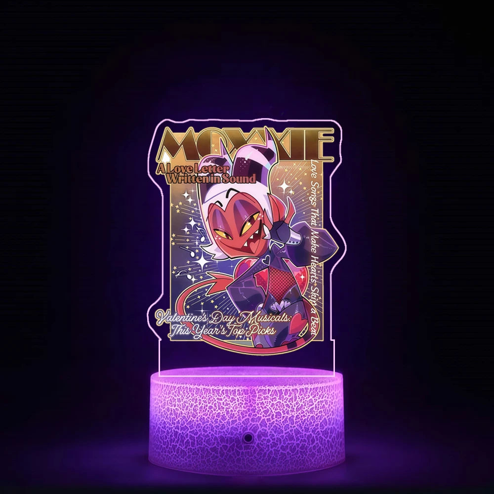 Night Light for Helluva Boss Moxxie Millie Loona Octavia Stella Vassago Asmodeus Colorful Lights Anime Cartoons Bedside Lamp