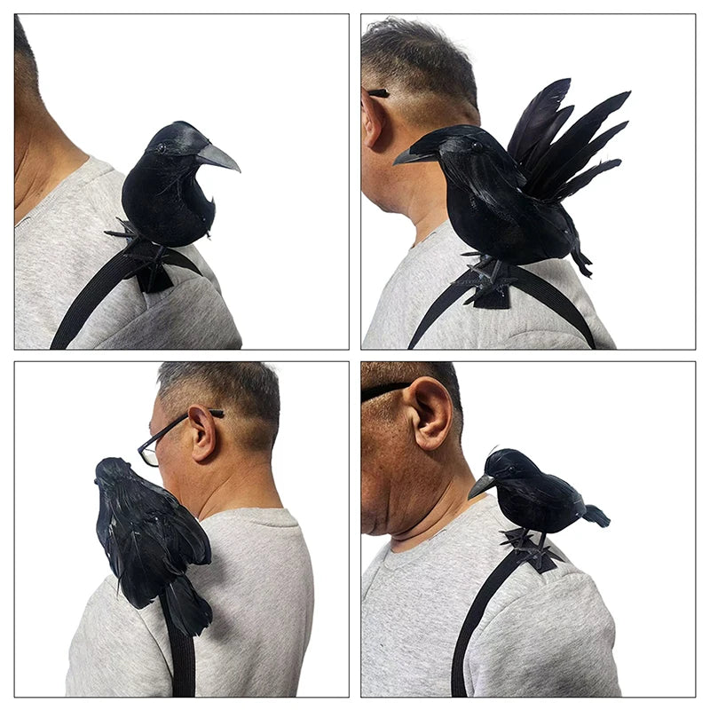 Black Crow Cosplay Prop with Shoulder Band for Halloween Holiday Party