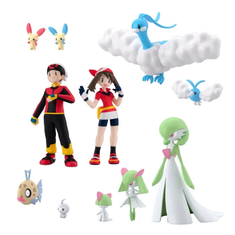 BANDAI Pokemon Figures Scale World Sinnoh Region Johto Region World Hoenn 2 Set Haruka Hikari Hibiki Anime Child Christmas Gift