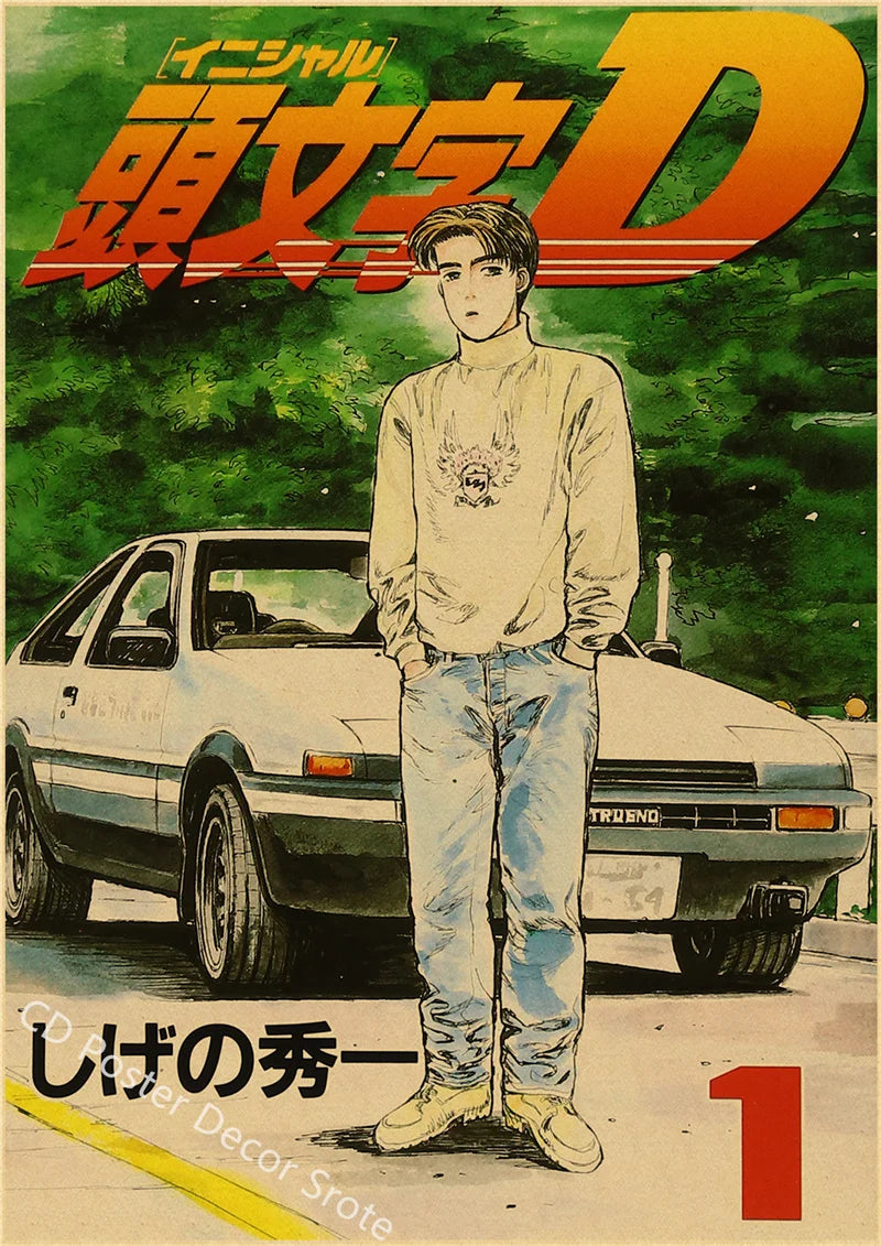 Initial D Kraft Paper Poster