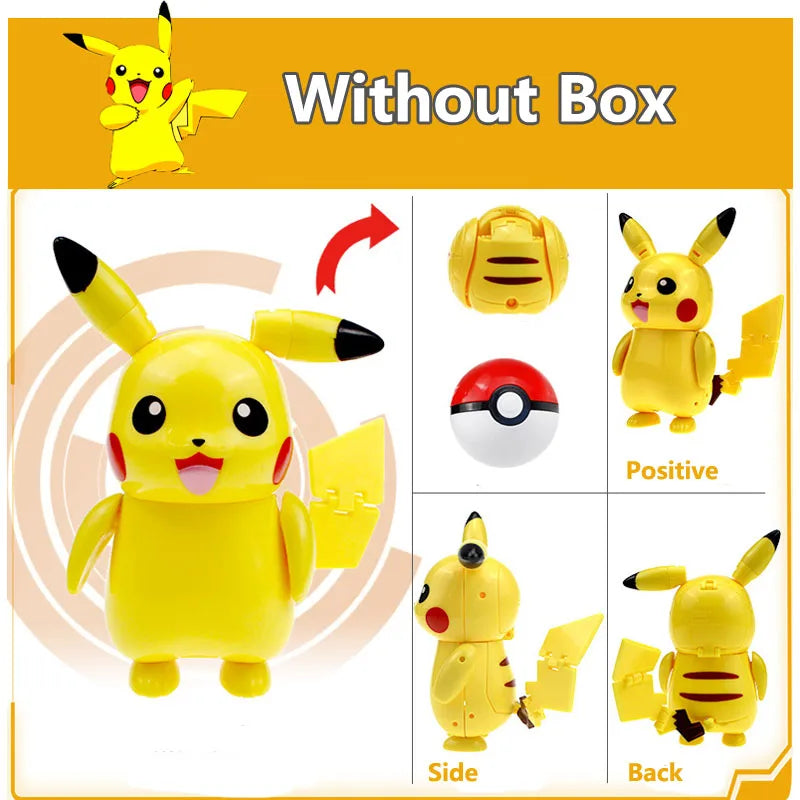 Anime Pokemon Figures Transformer Poke Ball Model Pikachu Charizard Blastoise Mewtwo Venusaur Gyarados Greninja Robot Toy Gift