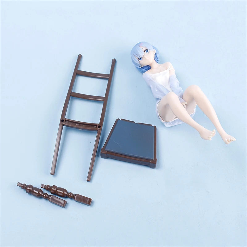 17cm Anime Re: Life In A Different World From Zero Rem Sit On Chairs Action Figures Collection PVC Model Kids Toy Christmas Gift