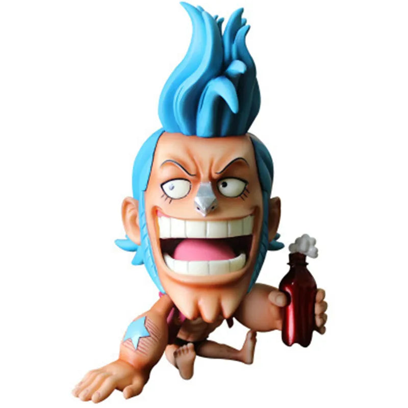 FigureCrazy One Piece FRANKY Q Laughing Out Sitting Cute Ver. PVC Action Figures OP Luffy Zoro Nami Brook Chopper Usopp 10cm