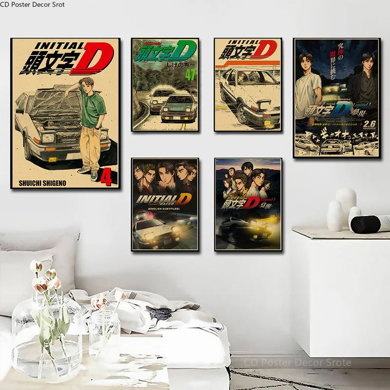 Initial D Kraft Paper Poster