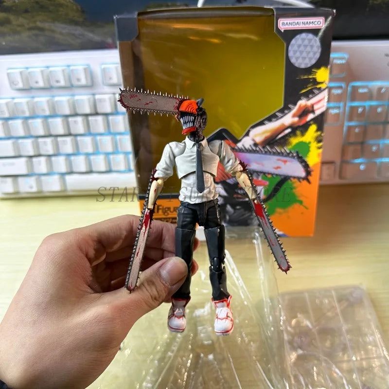 Chainsaw Man Action Figure SHF Denji Joint Movable Figurine Toys PVC Ornaments Doll 15cm Anime Electric Saw Demon Figures Model