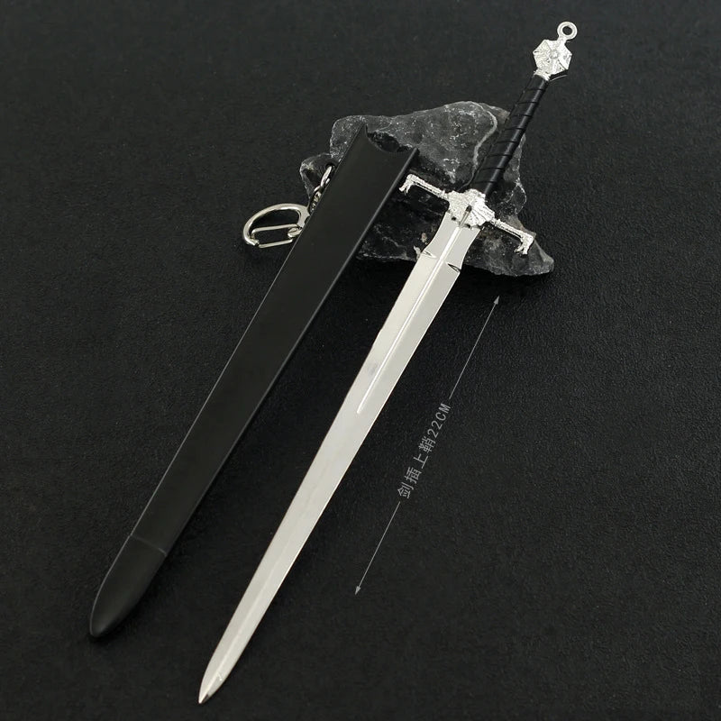 22cm GOT Game Sword with Sheath Keychain American TV Series 1:6 Medieval All Metal Sword Model Home Ornament Collection