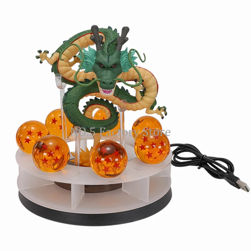 New DBZ Anime Shenlong Led Action Figures Set Night Lights Shenrou Crystal Balls Shelf Figurine Model Xmas Gift Toys
