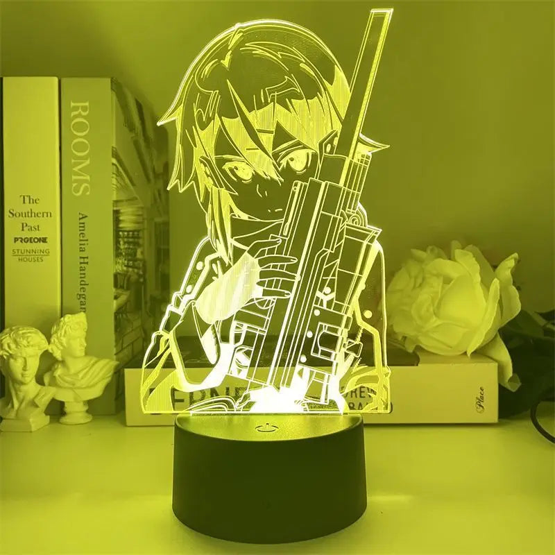 Sword Art Online Anime 3D LED Nightlight Asuna Asuna Kirito Shino Cartoon Night Lights Room Decoration Birthday Gift