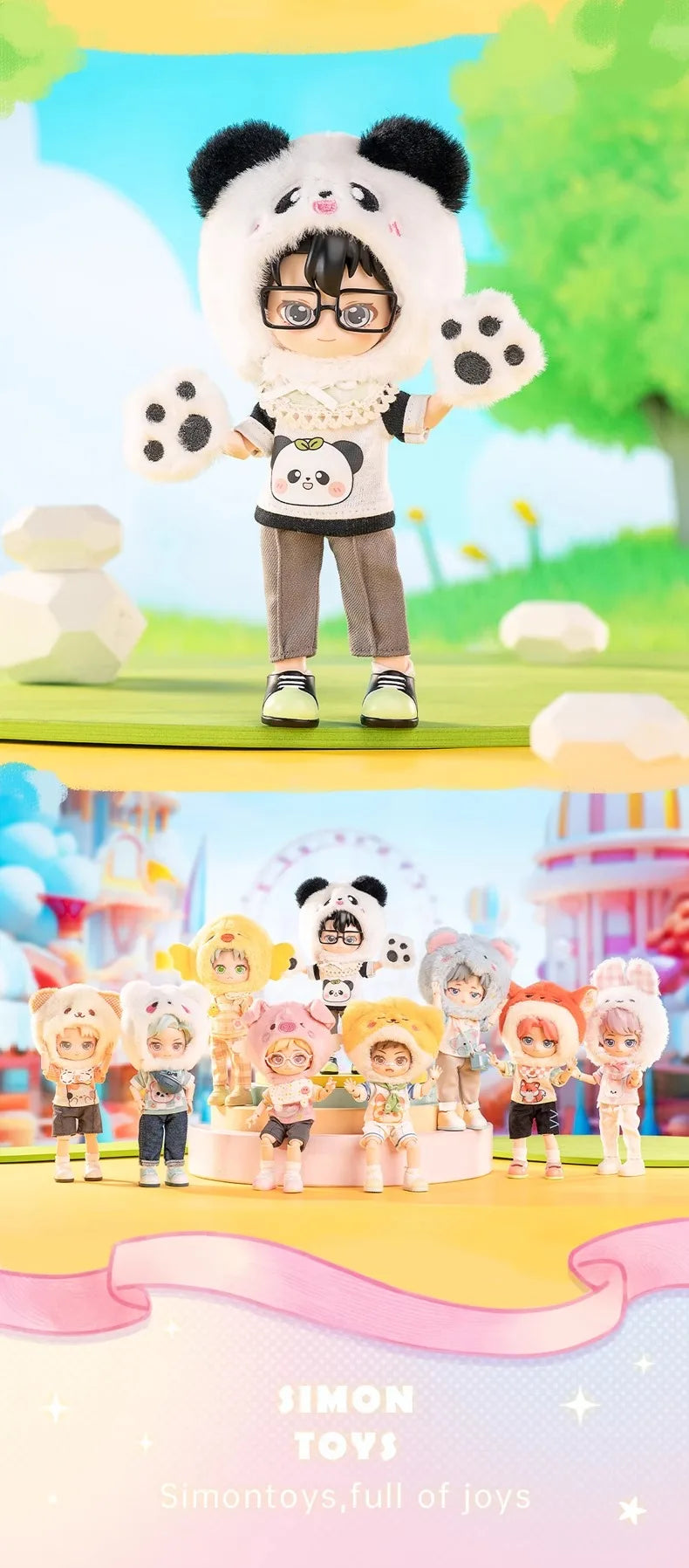 In stock PEETSOON Garden Party Series Ob11 1/12 Bjd 16cm  Cute Action Figure Toys Kawaii Anime Figures  Dolls Toy Gift