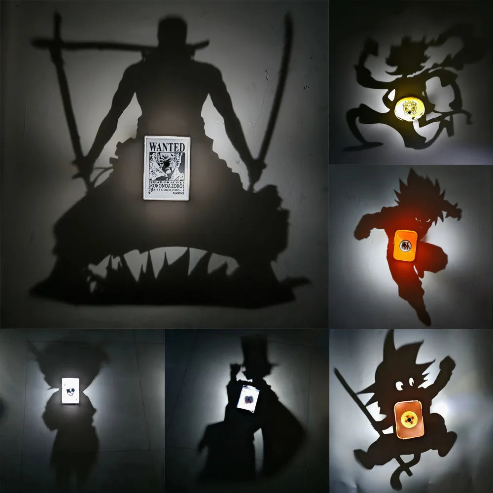 LED Anime Shadow Projection Lamp Creative Silhouette Night Light Room Decor Atmosphere Lamp Gift Anime Fans Bedroom Party Decor
