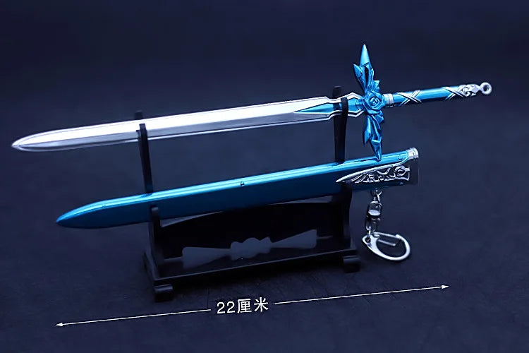 Sword Art Online 22CM Elucidator Anime Kirito Weapon Yuuki Asuna Green Rose Sword Real Steel Katana SAQ Japanese Catanas Toys