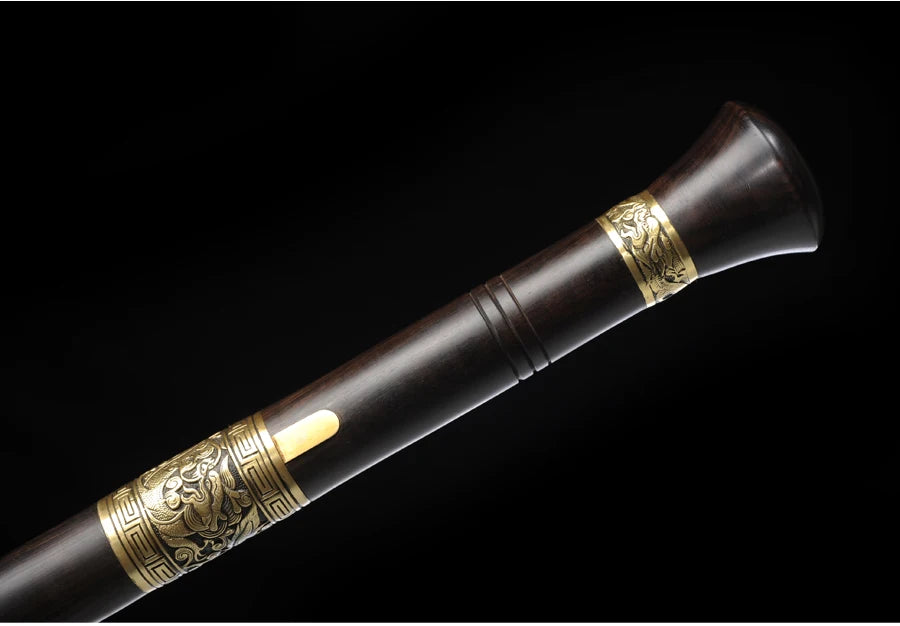Chinese Cane Sword Folded Steel Damascus Blade Sharp Real Ebony Wood Scabbard Handmade Walking Stick Sword Dragon Weapon Katanas