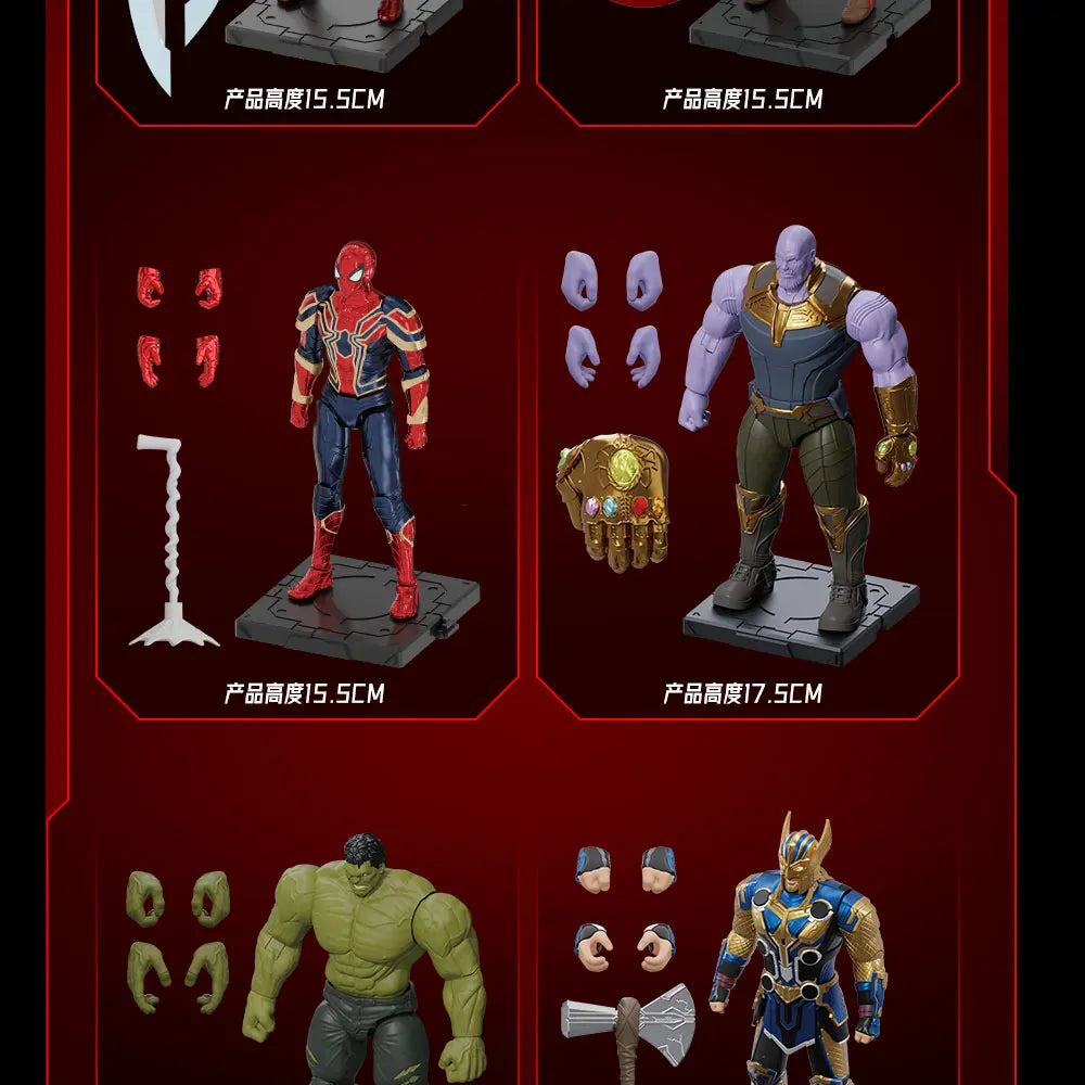 Fondjoy Iron Man MK50 Action Figures Hulk Spider-Man Thanos 1/12 Assembled Toy Model Collect Ornaments Boy Toy Birthday Gifts