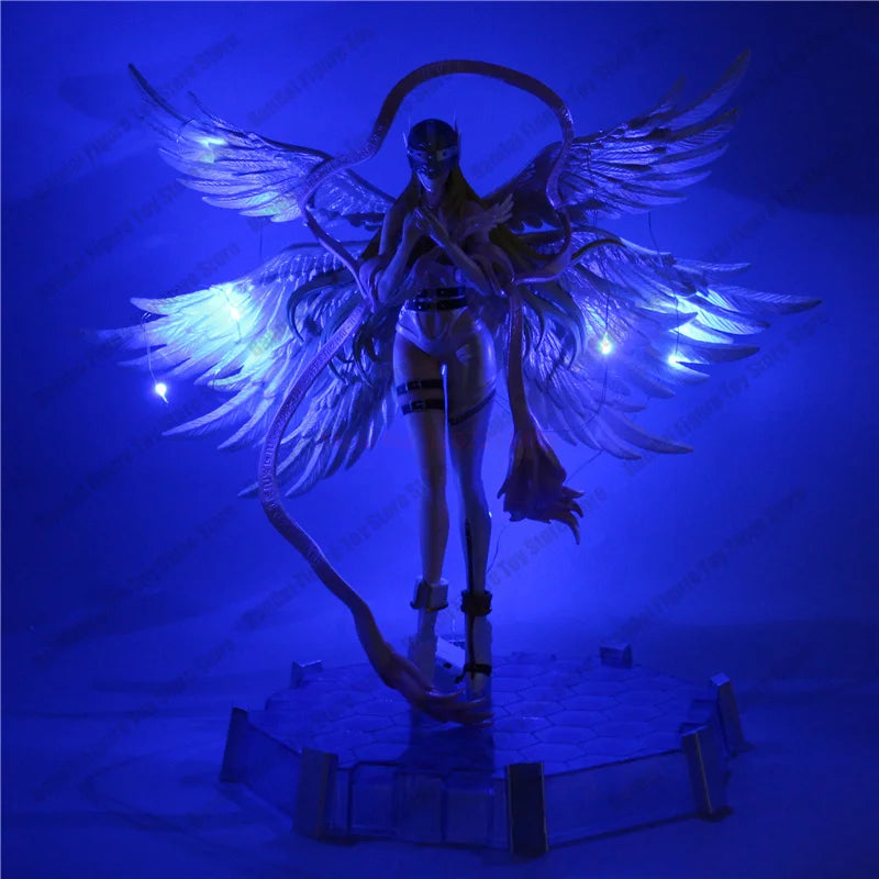 28cm Anime Digimon Adventure Figures Angewomon Angemon LED Action Figurines PVC Statue Model Collection Doll Toys Children Gift