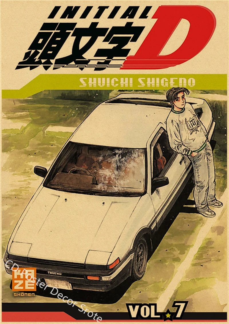 Initial D Kraft Paper Poster
