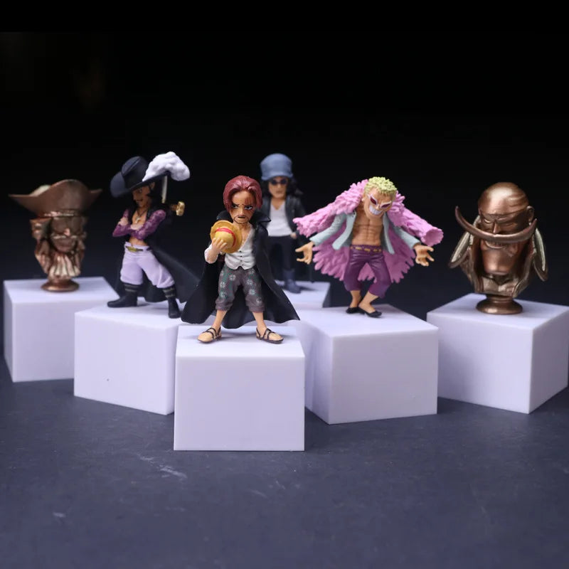 6Pcs Anime One Piece Grand Line Series Figures Shanks Dracule Mihawk Edward Newgate Gol·D·Roger Donquixote Doflamingo Kuzan Doll