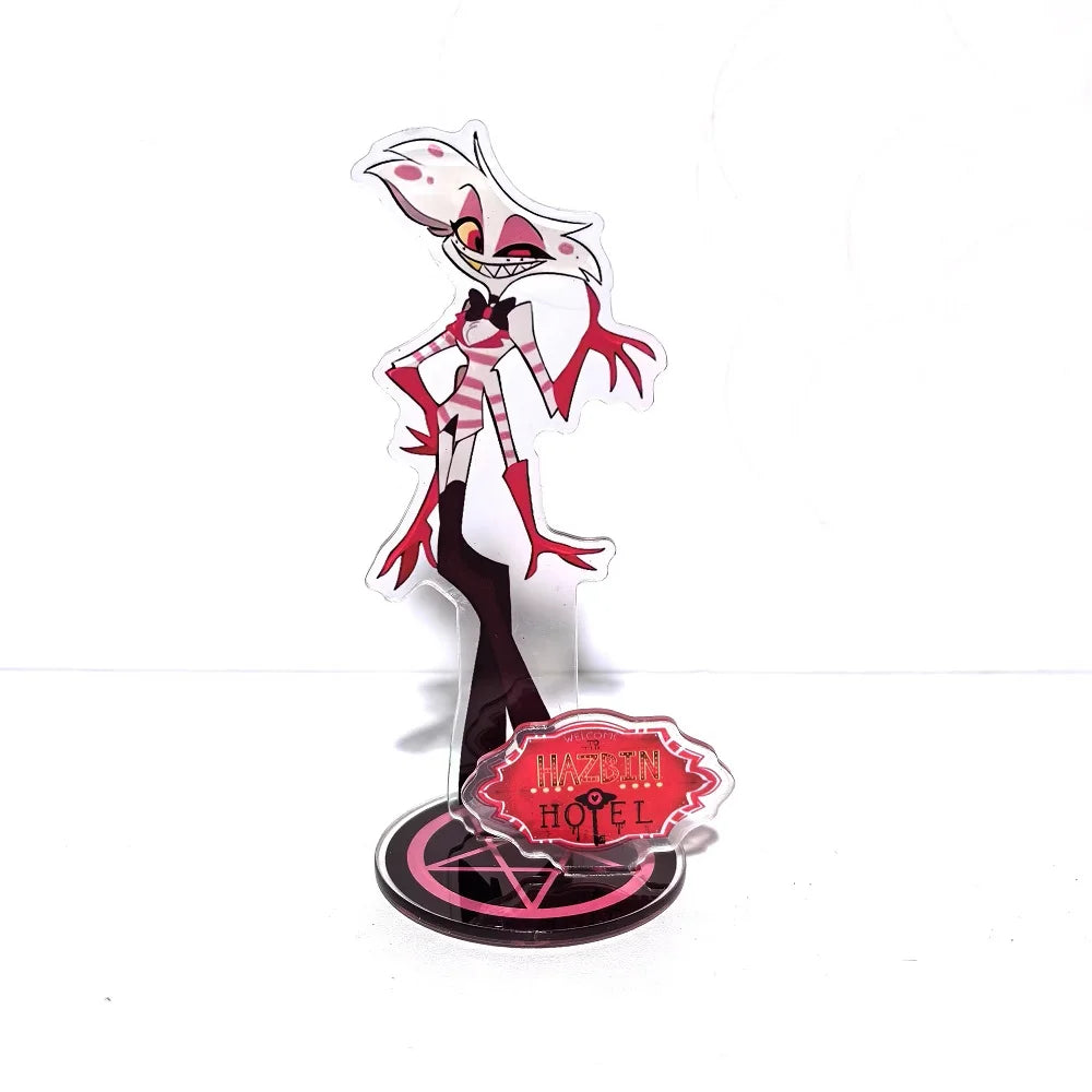 New 15CM Hazbin Hotel Charlie Morningstar Stand Acrylic Figures Vaggie Desktop Standing Sign Model Decoration Collection Gifts