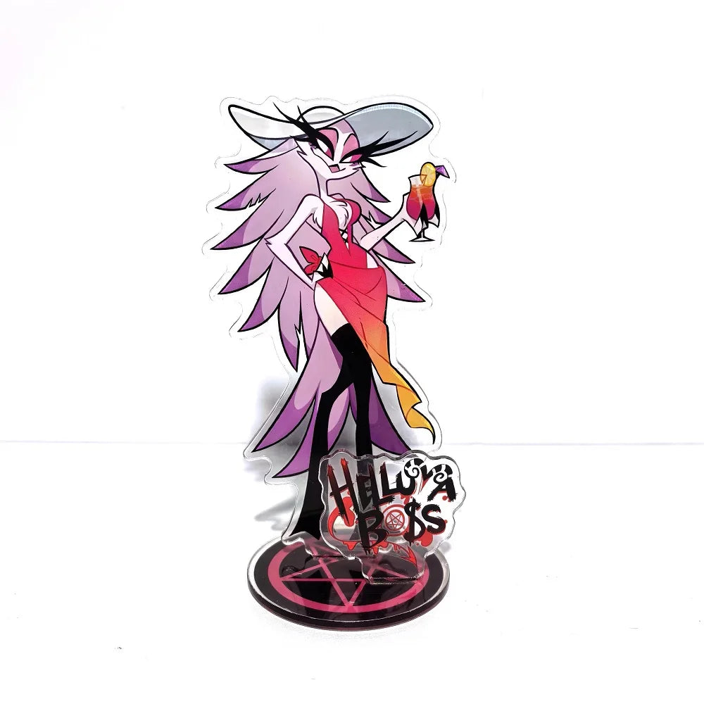 New 15CM Hazbin Hotel Charlie Morningstar Stand Acrylic Figures Vaggie Desktop Standing Sign Model Decoration Collection Gifts