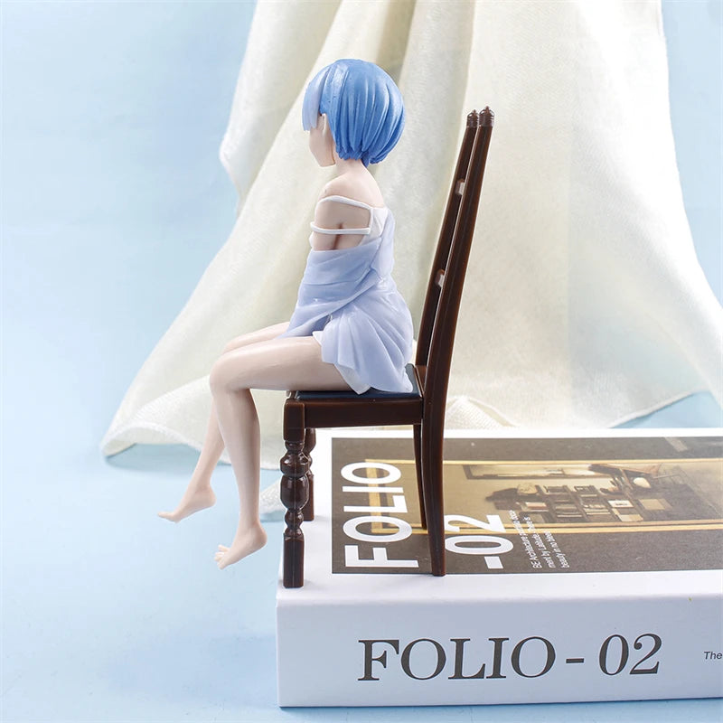 17cm Anime Re: Life In A Different World From Zero Rem Sit On Chairs Action Figures Collection PVC Model Kids Toy Christmas Gift
