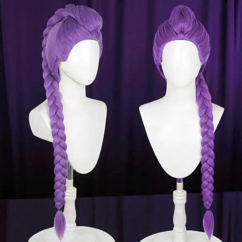 Cosplay Wig: Purple Braided High Temp Silk, Adjustable