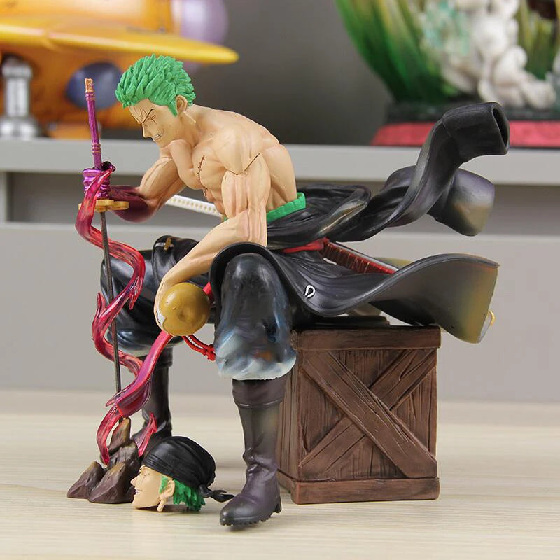 One Piece Zoro 15cm Figures Roronoa Zoro With 2 Heads Anime Figurine Pvc Statue Model Desk Collection Doll Decoration Toys Gifts