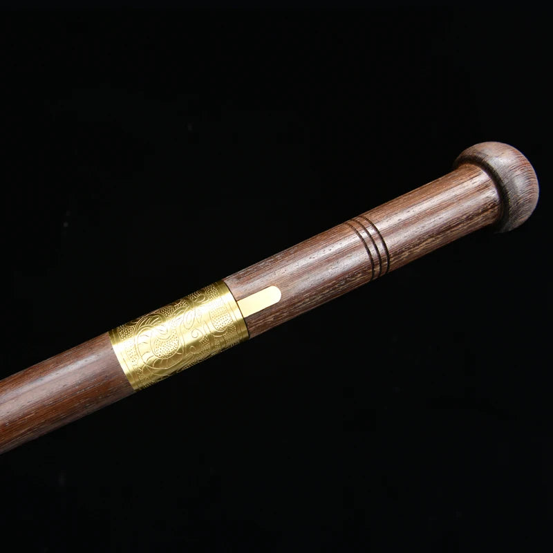 Chinese Cane Sword Folded Steel Damascus Blade Sharp Real Rosewood Scabbard Handmade Stick Sword Ready Battle Weapon Katanas