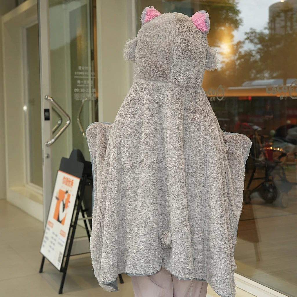 Demon Slayer Cosplay Prop Grey Pig Hooded Blanket Cartoon Wild Boar Head Plush Cloak Plushies Warm Hooded Blanket Xmas Gifts