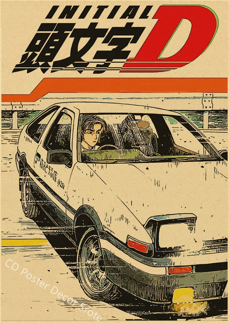 Initial D Kraft Paper Poster