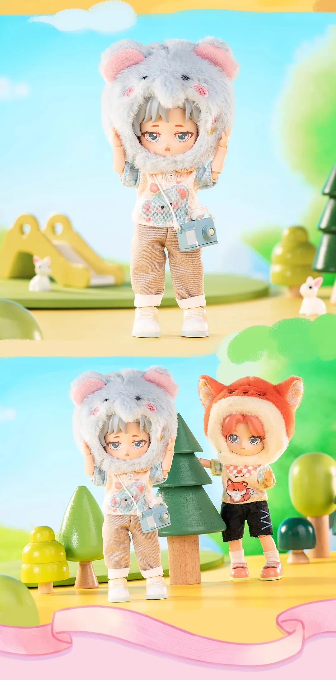 In stock PEETSOON Garden Party Series Ob11 1/12 Bjd 16cm  Cute Action Figure Toys Kawaii Anime Figures  Dolls Toy Gift