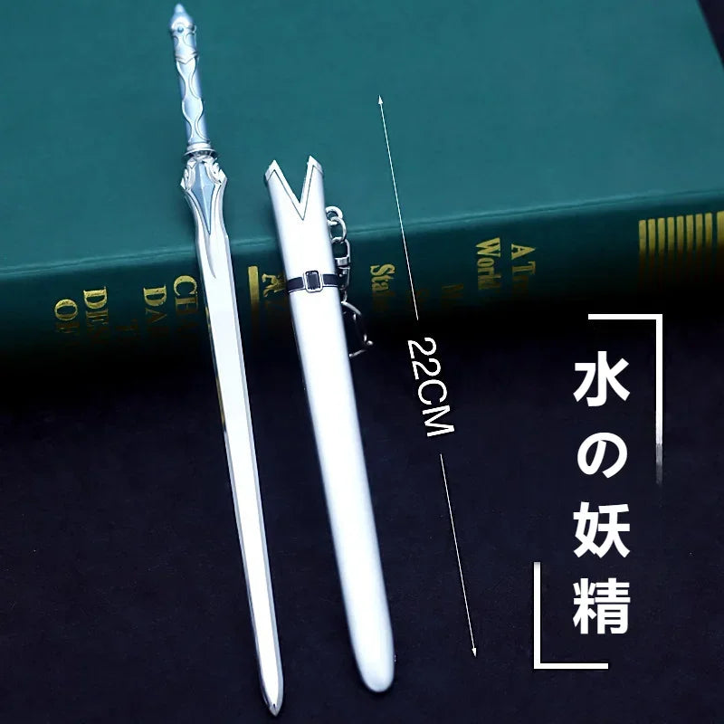 Sword Art Online 22CM Elucidator Anime Kirito Weapon Yuuki Asuna Green Rose Sword Real Steel Katana SAQ Japanese Catanas Toys