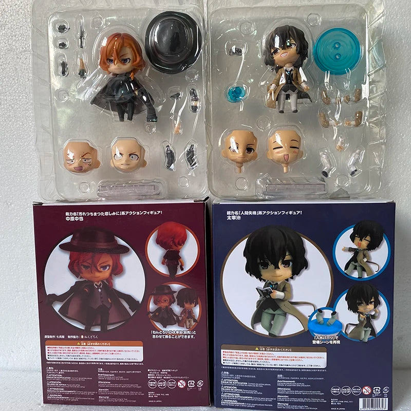 Q Version Dazai Osamu Figure Ryunosuke Akutagawa 1191 Chuya Nakahara Figure 657 676 Bungo Stray Dogs Action Figures Toys Gifts