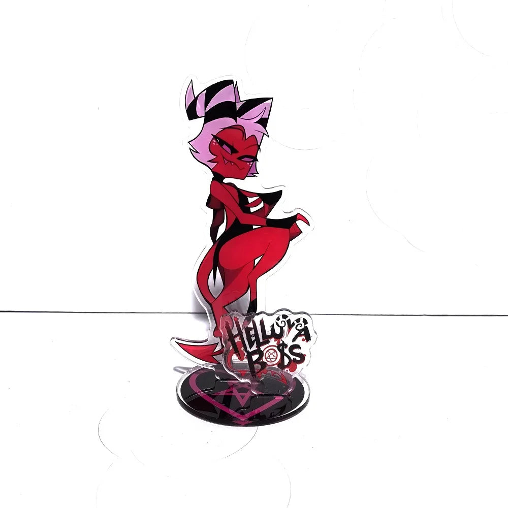 New 15CM Hazbin Hotel Charlie Morningstar Stand Acrylic Figures Vaggie Desktop Standing Sign Model Decoration Collection Gifts