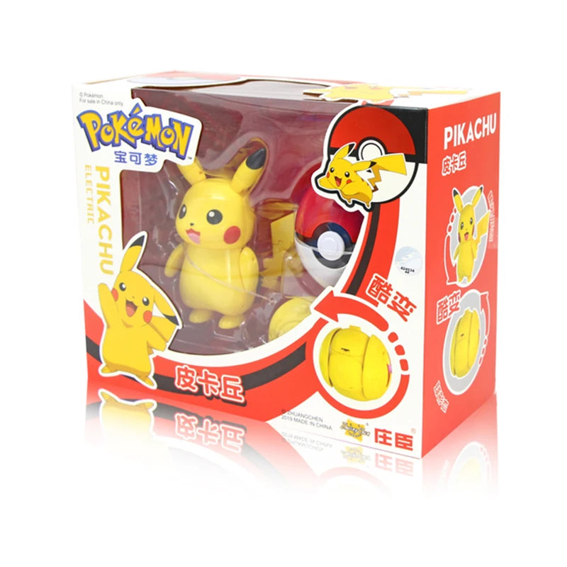 Anime Pokemon Figures Transformer Poke Ball Model Pikachu Charizard Blastoise Mewtwo Venusaur Gyarados Greninja Robot Toy Gift