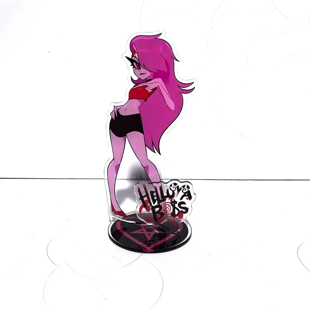 New 15CM Hazbin Hotel Charlie Morningstar Stand Acrylic Figures Vaggie Desktop Standing Sign Model Decoration Collection Gifts