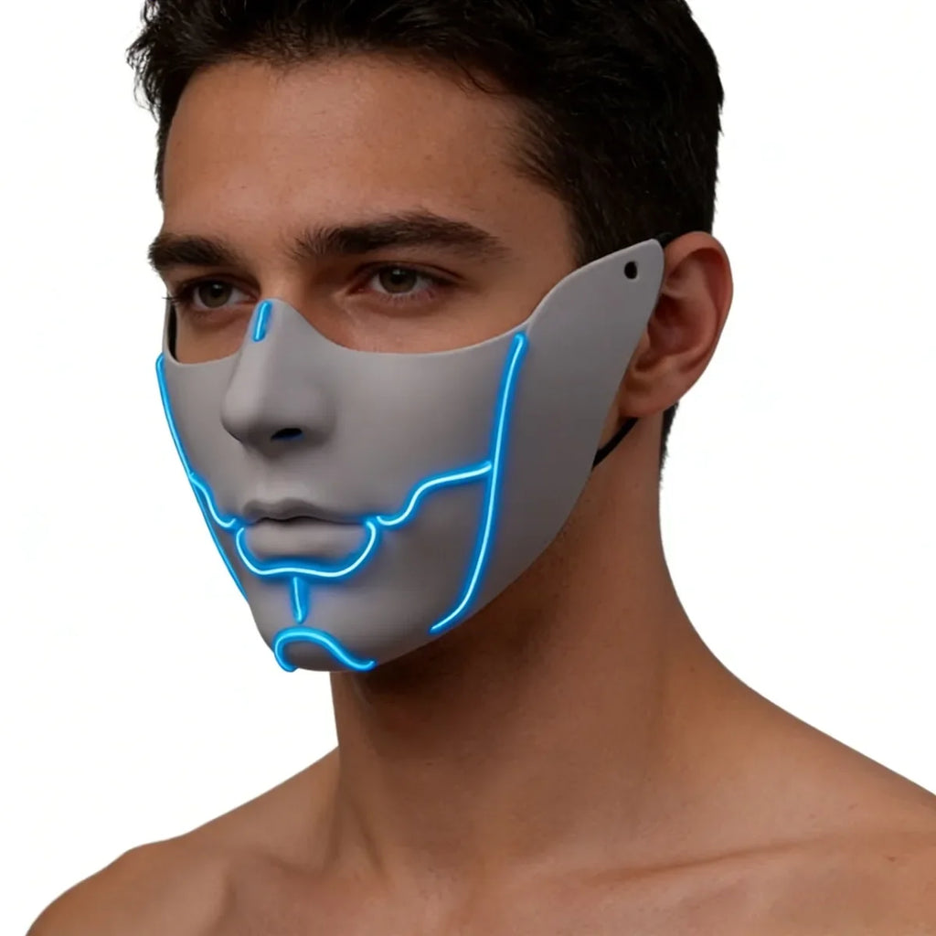 Cyber Cos For Women Men Punk Mask Sai Half Face Cool Luminous Masks Cosplay Props Halloween Party Stage Performance Dress Up