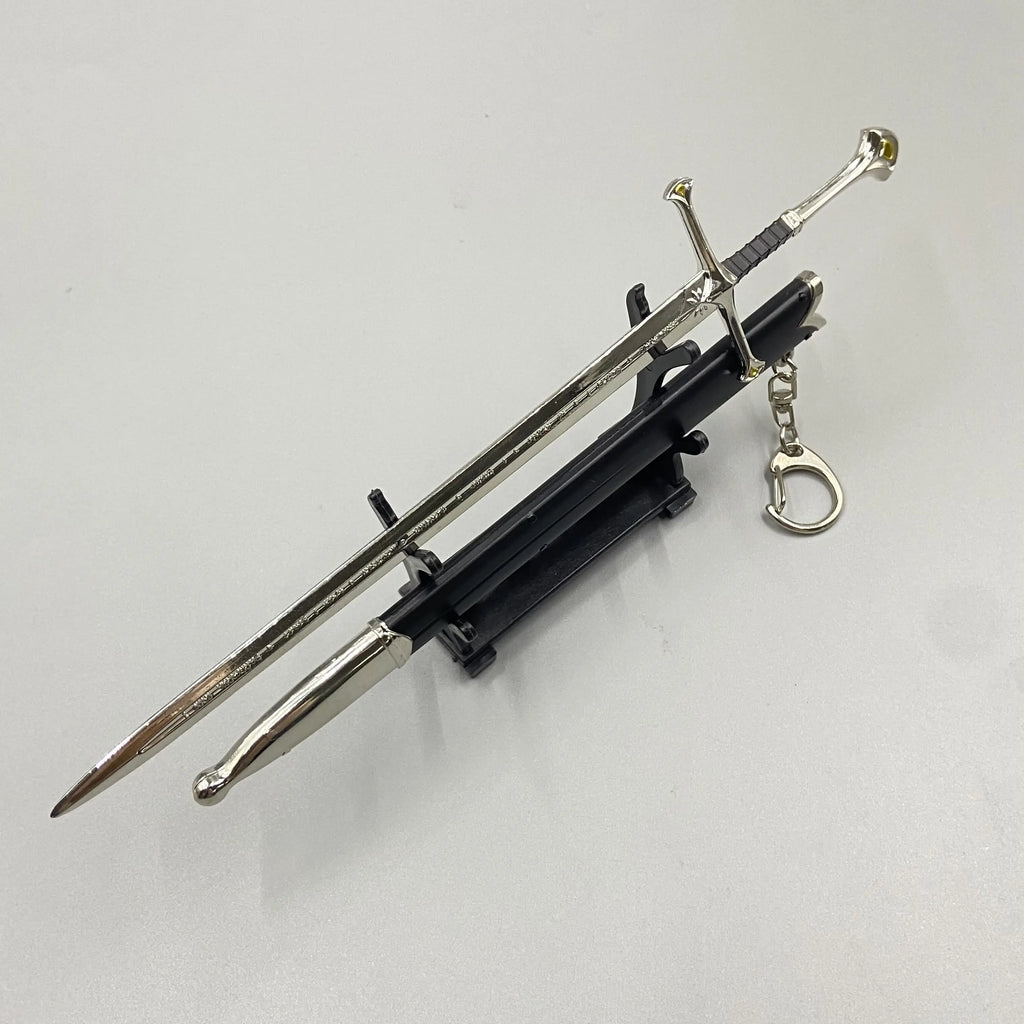 22cm Silver Sword The Anduril Narsil Sword  Movies Peripheral Medieval Metal  Model Samurai Keychains Ornament Crafts Toys