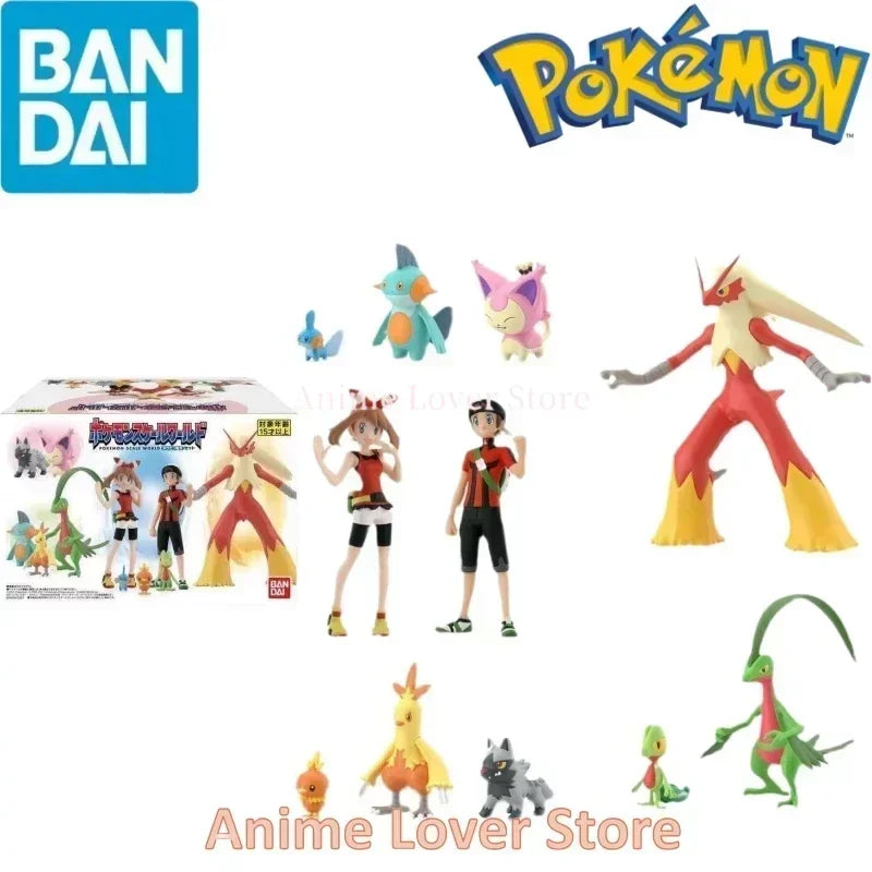 Bandai Original Scale World POKEMON Hoenn Region May Brendan Treecko Torchic Mudkip Blaziken Anime Figures Toys