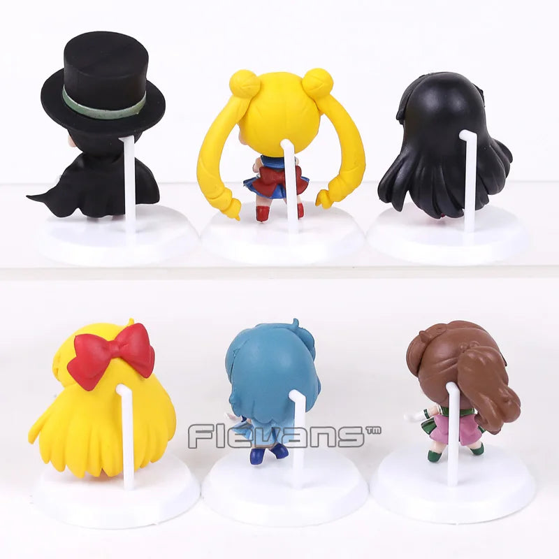 Q Version Sailor Mercury Mars Jupiter Venus Uranus Neptune Pluto Chiba Mamoru PVC Figures Toys Computer Desktop Dolls Set