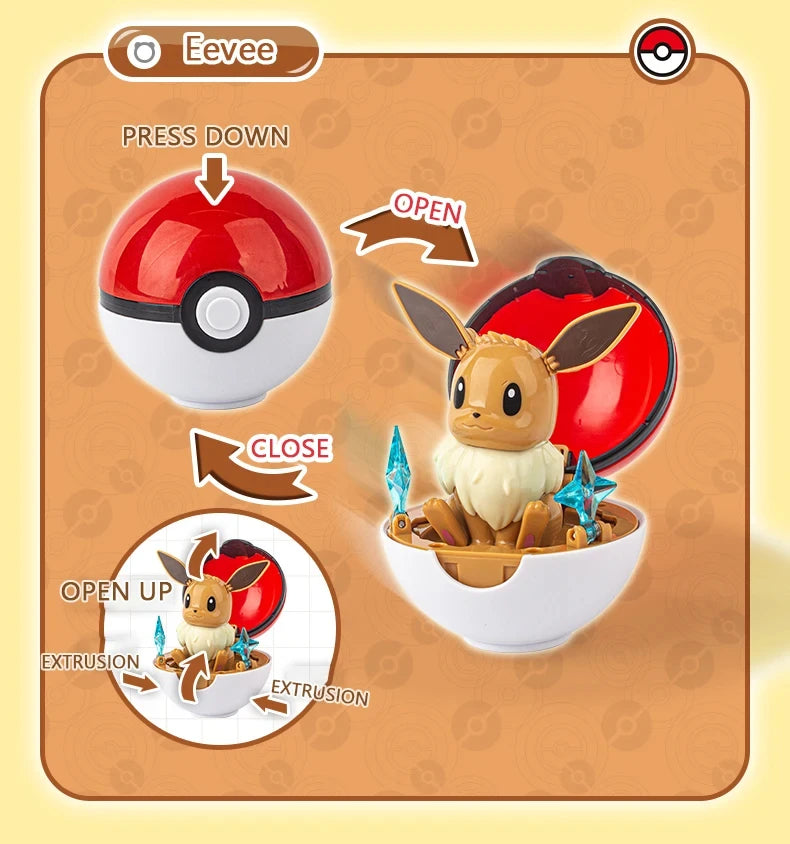 Pokemon  Genuine 6 Different Styles Toy Set Pokeball Pocket Monster Pikachu Eevee Charizard Gyarados Blastoise Figures Model