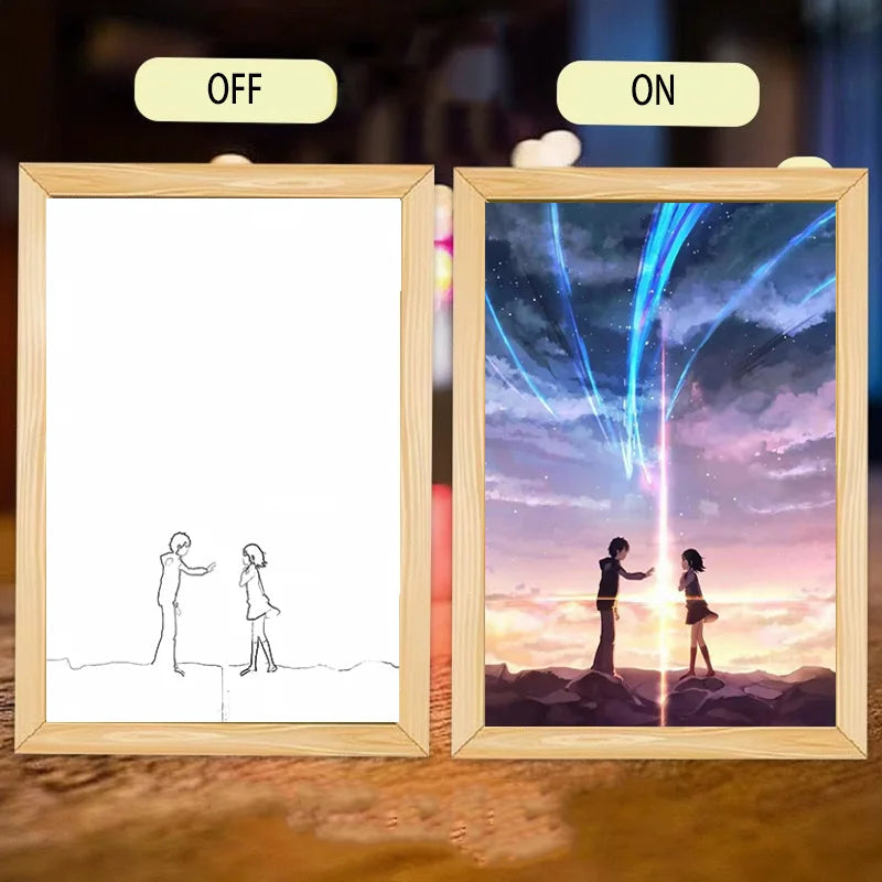 Your name Light Painting Anime Night Light Photo Frame Cartoon Led Lights Bedroom Home Decor Ramadan 2025 Friend Gift Moon Lamp