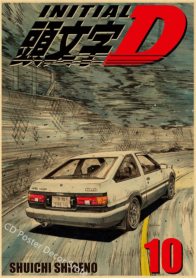 Initial D Kraft Paper Poster