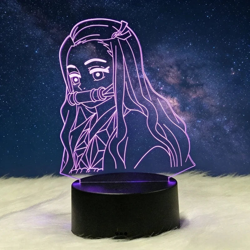 Anime Demon Slayer 3D Illusion Lamp Tanjiro Nezuko Kamado LED Night Light for Demon Slayer Fans Bedroom Decoration Birthday Gift