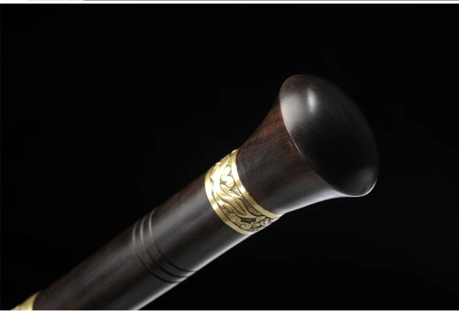 Chinese Cane Sword Folded Steel Damascus Blade Sharp Real Ebony Wood Scabbard Handmade Walking Stick Sword Dragon Weapon Katanas