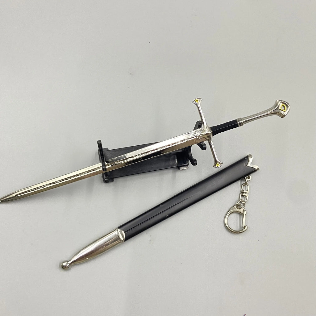 22cm Silver Sword The Anduril Narsil Sword  Movies Peripheral Medieval Metal  Model Samurai Keychains Ornament Crafts Toys